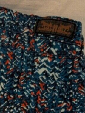 Levi's Red, White, And Blue Patterned Jeans with Leather Logo Patch